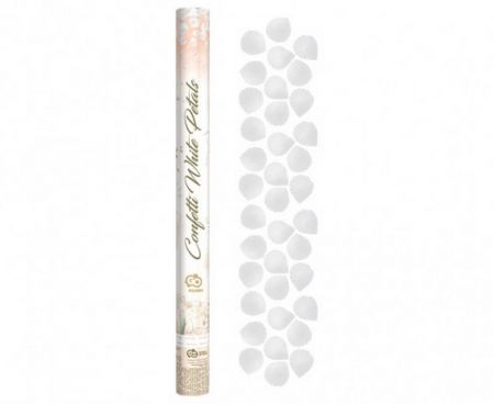 Konfety vystřelovací 60cm plátky růží bílé