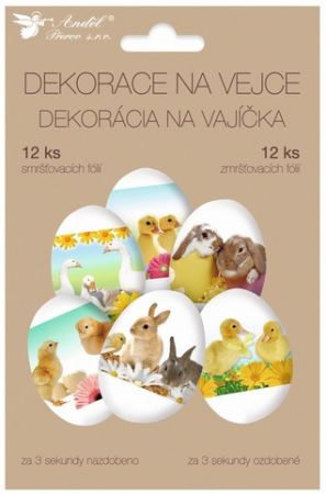 Smršťovací folie na vejce živá zvířátka 12 košilek živá zvířátka