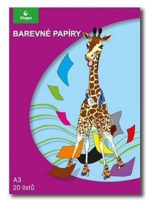 Barevný papír A3/20/80g, 20listů, STEPA