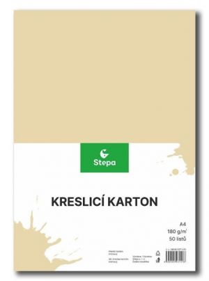 Kreslicí karton barevný A4/50/180g - krémová, STEPA