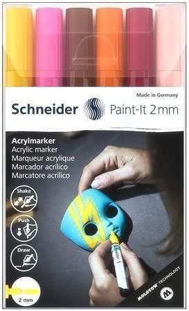 Akrylové popisovače "Paint-It 310", sada 6 barev, 2 mm, SCHNEIDER