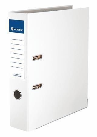 Pákový pořadač "Basic", bílý, 75 mm, A4, s ochranným spodním kováním, PP/karton, VICTORIA