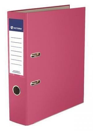 Pákový pořadač "Basic", růžová, 75 mm, A4, s ochranným spodním kováním, PP/karton, VICTORI