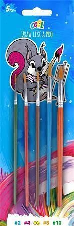 Štětec, sada, no. 2-4-6-8-10, dřevěný, malovaná rukojeť, COOL by VICTORIA