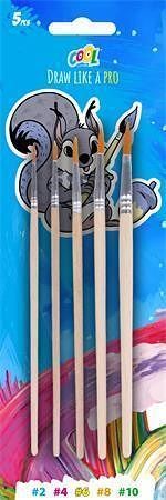 Sada štětců, č. 2-4-6-8-10, dřevo, rukojeť z přírodního dřeva, COOL by VICTORIA BA-3416