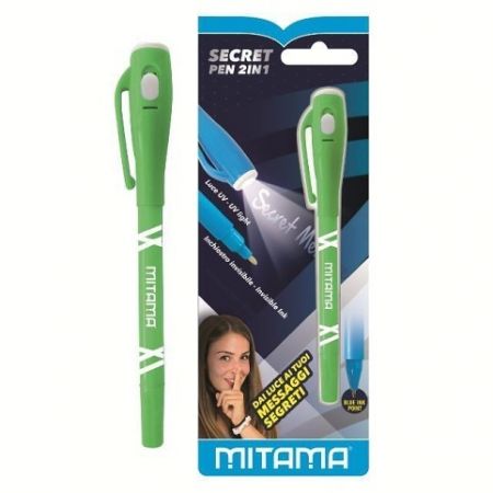 Kuličkové magické pero s UV svítidlem, zelená, 2v1, MITAMA 61921C