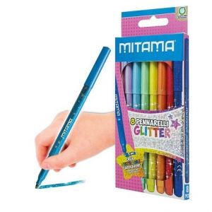 Fixy se třpytkami, 8 různých barev, 3 mm, trojhranné, MITAMA 62509