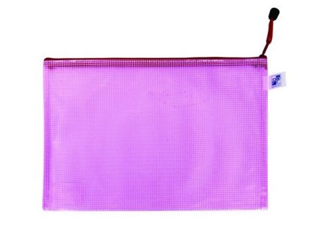 Síťovaná obálka se zipem A4 růžová