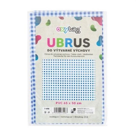 Ubrus do výtvarné výchovy 65x50cm modro-bílé kostky