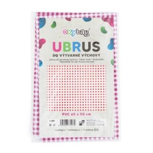 Ubrus do výtvarné výchovy 65x50cm červeno-bílé kostky