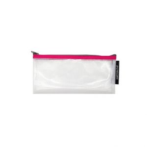 Obálka se zipem síťovaná DL transparent-červený lem