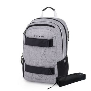 Studentský batoh + etue OXY Sport Grey Melange