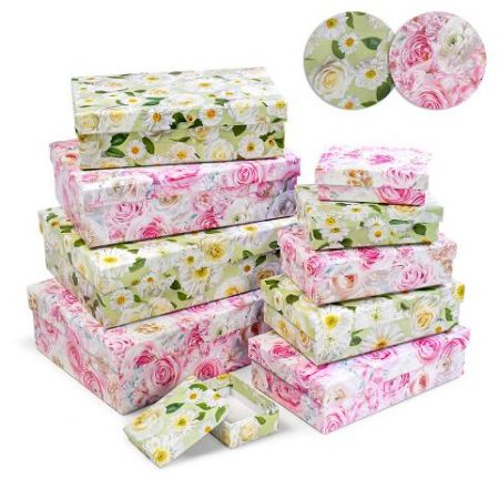 ARGUS Dárková krabice květinový vzor 2 druhy 10,5 x 7,6 x 3,2cm 25005198