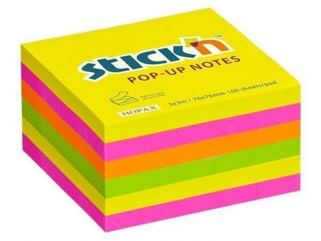 Samolepicí bloček "Z", neonové barvy, 76x76 mm, 6x100 listů, STICK N 21848