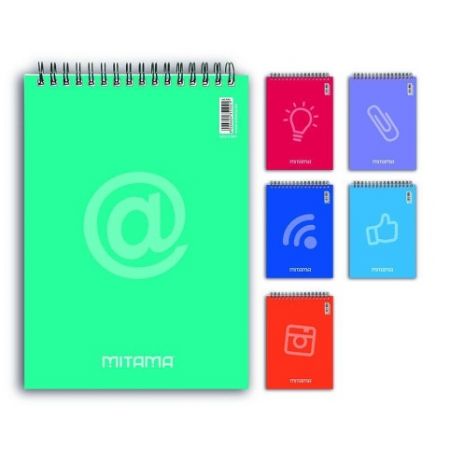 Spirálový blok, 15x21 cm, čtverečkovaný, modrá, 60 listů, MITAMA 35509-90189