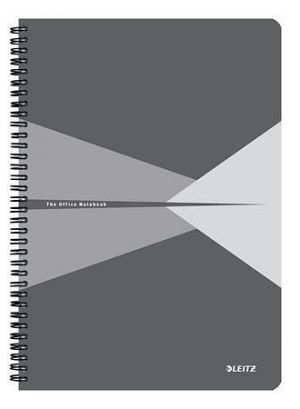 Blok "Office", šedý, drátěná kroužková vazba, A4, linkovaný, 90 listů, laminovaný povrch, 