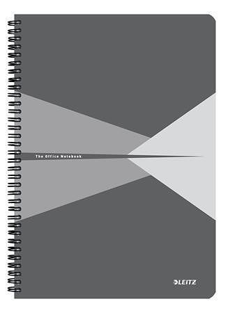Blok "Office", šedý, drátěná kroužková vazba, A4, linkovaný, 90 listů, laminovaný povrch, 