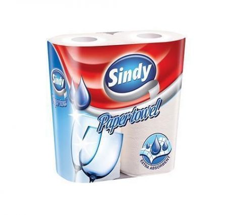Papírové utěrky v roli, 2 role, 2 vrstvé, "Sindy"