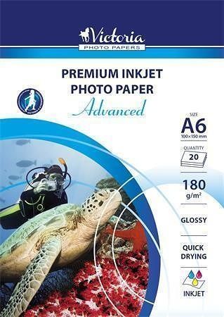 Fotografický papír "Advanced", do inkoustové tiskárny, lesklý, 10x15 cm, 180g, VICTORIA
