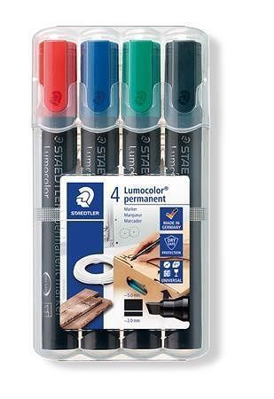Permanentní popisovač "Lumocolor 350", sada, 4 barvy, klínový hrot, STAEDTLER