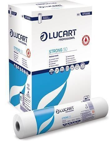 Papír na vyšetřovací stůl "Strong 50", bílá, 2-vrstvý, 50 cm x 50 m, 1 role, LUCART 870086