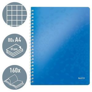 Blok na psaní "Wow", metalická modrá, A4, čtverečkovaný, LEITZ