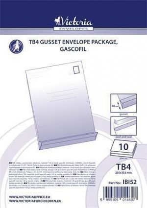 Obálka, TB4, hnědá, samolepicí, 40 mm silná, bal.10ks, VICTORIA