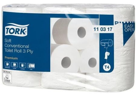 Toaletní papír, systém T4, 3vrstvý, 35 m, TORK "Premium", extra bílý