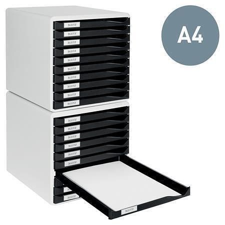 Zásuvkový box, modrá, plast, 10 zásuvek, LEITZ