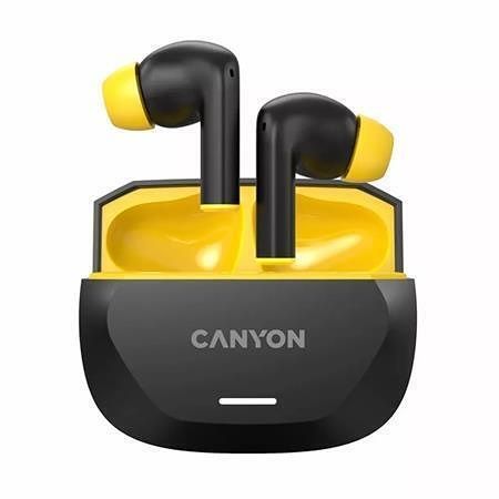 Sluchátka "Hexagon 7", černá / žlutá, TWS bezdrátová, Bluetooth 5.4, CANYON CNS-TWS7BY