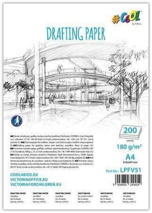 Papír na technické výkresy, čtvrtky, A4, 200 listů, VICTORIA 