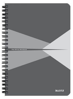 Blok "Office", šedý, drátěná kroužková vazba, A5, čtverečkovaný, 90 listů, laminovaný povr