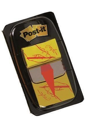 Záložky se zásobníkem, žlutá s grafikou, 25x43 mm, 50 listů, 3M POSTIT