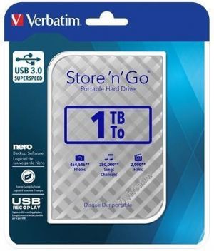 2,5" HDD (hard-drive), 1TB, USB 3.0, VERBATIM "Store 'n' Go, stříbrná