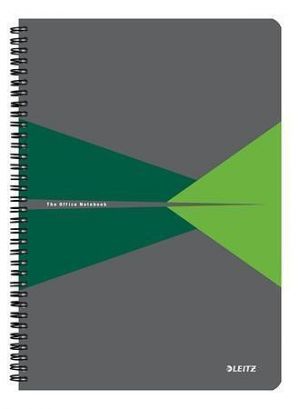 Blok "Office", šedo-zelená, drátěná kroužková vazba, A4, čtverečkovaný, 90 listů, laminova
