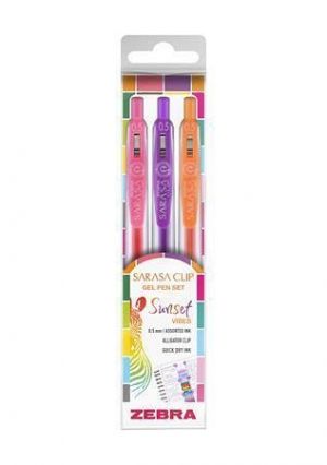 Gelové pero "Sarasa Clip Sunset", 3 různé barvy, 0,25 mm, stiskací mechanismus, ZEBRA 9943