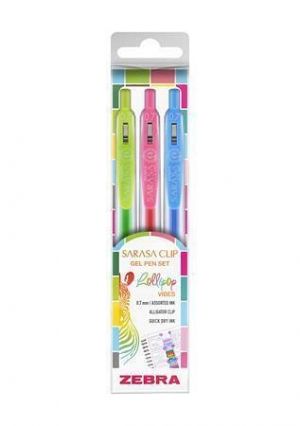 Gelové pero "Sarasa Clip Lollipop", 3 různé barvy, 0,33 mm, stiskací mechanismus, ZEBRA 99