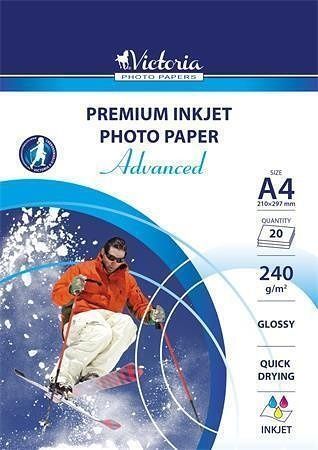 Fotografický papír "Advanced", do inkoustové tiskárny, lesklý, A4, 240g, VICTORIA