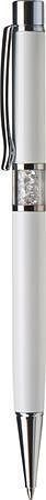 Kuličkové pero s krystaly SWAROVSKI®, bílá, ve středu těla s bílými krystaly