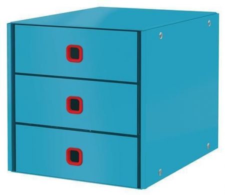 Zásuvkový box "Cosy Click&Store", modrá, laminovaný karton, 3 zásuvky, LEITZ 53680061