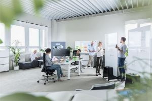 Textilní tabule "Meet up", šedá, hliníkový rám, oboustranná, 90x180 cm, SIGEL