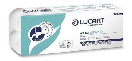 Toaletní papír "Aquastream 10", bílá, 2-vrstvý, 22 m, LUCART, 10 ks