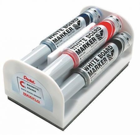 Popisovače na bílou tabuli "Maxiflo", 4 barvy, sada s houbičkou, kuželový hrot, 6 mm, PENT