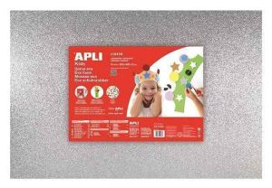 Pěnová guma "Eva sheets", stříbrná, třpytivá, 400x600 mm, APLI