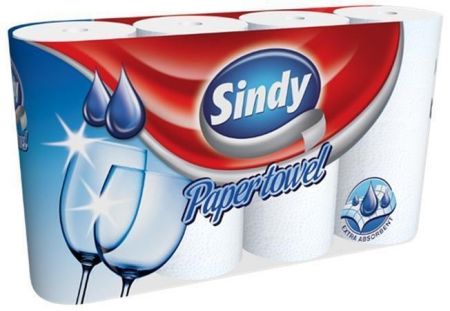 Papírové utěrky v roli, 4 role, 2 vrstvé, "Sindy"