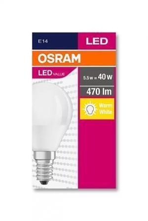 LED žárovka "Value", E14, globe, P45, 5,7W, 470lm, 2700K (MF), OSRAM 4058075147898