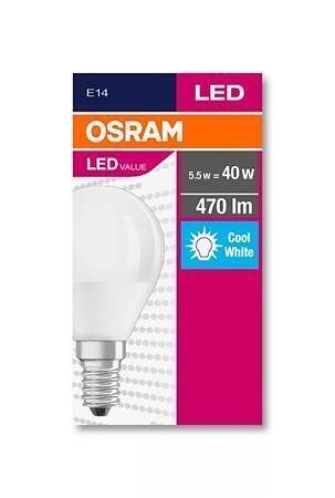 LED žárovka "Value", E14, globe, P45, 5,7W, 470lm, 4000K (HF), OSRAM 4058075147911