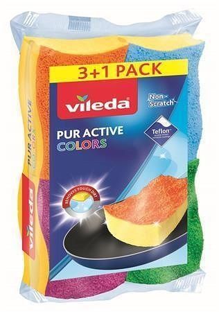 Čisticí houba "Pur Active Colors", 3+1 ks, VILEDA