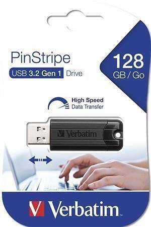 128GB USB Flash disk "PinStripe", USB 3.0, VERBATIM, černý