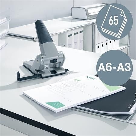 Děrovačka "5180", stříbrná, velkokapacitní, 65 listů, LEITZ